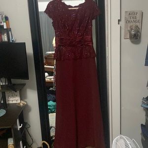 Modest Formal Gown, burgundy, Juliet Fashion Mile